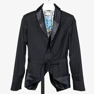 L.A.M.B. Vintage Black Wool and Satin Waistcoat Jacket